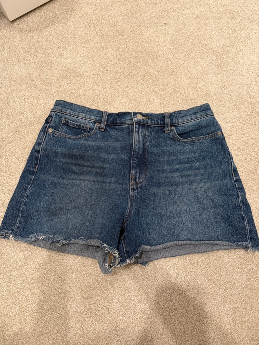 High-Rise Dark Blue Denim Women’s Shorts